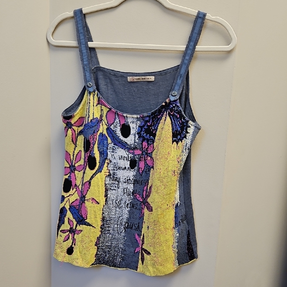 Aldo Martin's Blue and Yellow and Pink Knit Camisole